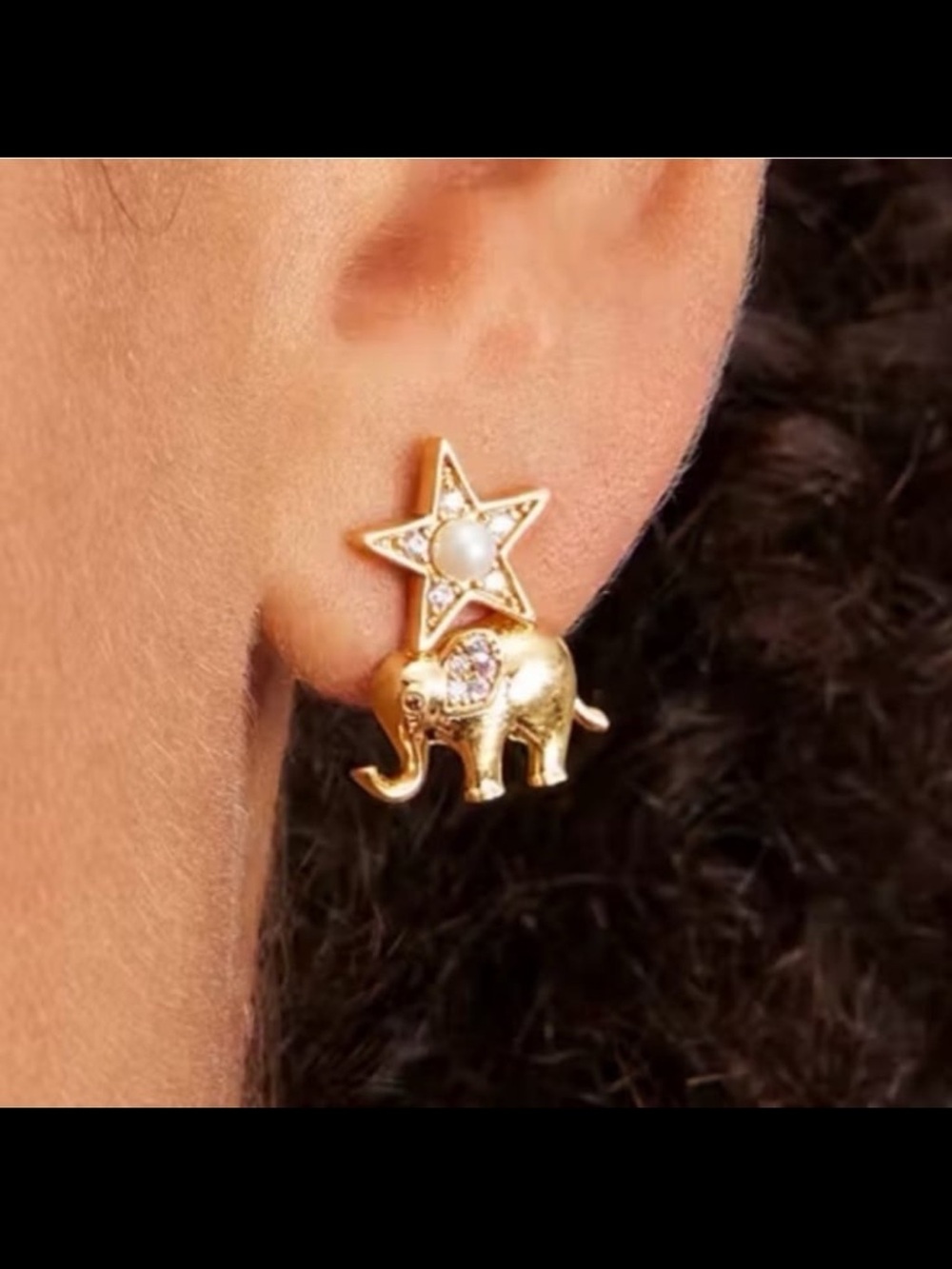 kate spade Gold Elephant and Star Stud Earrings